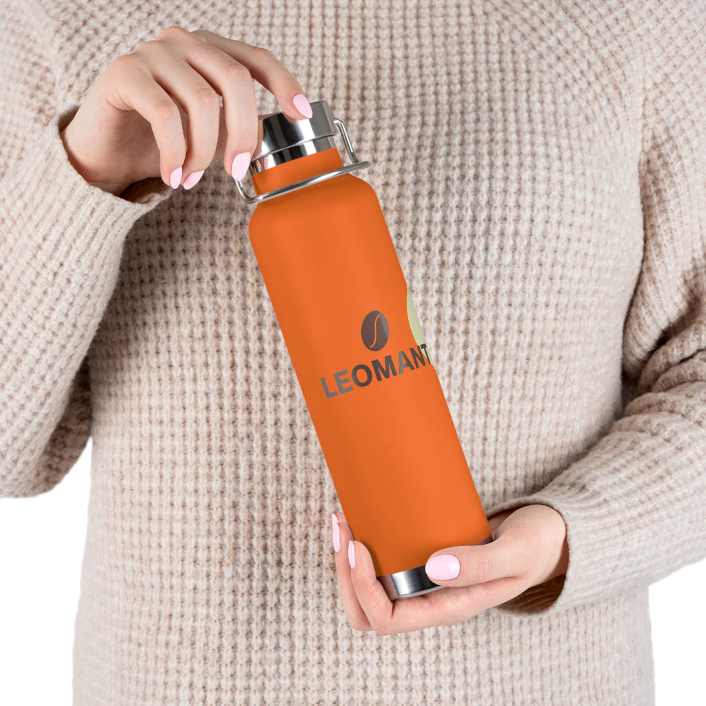 22oz Copper Vacuum Bottle — Insulated Orange Water Bottle with Forest Design
