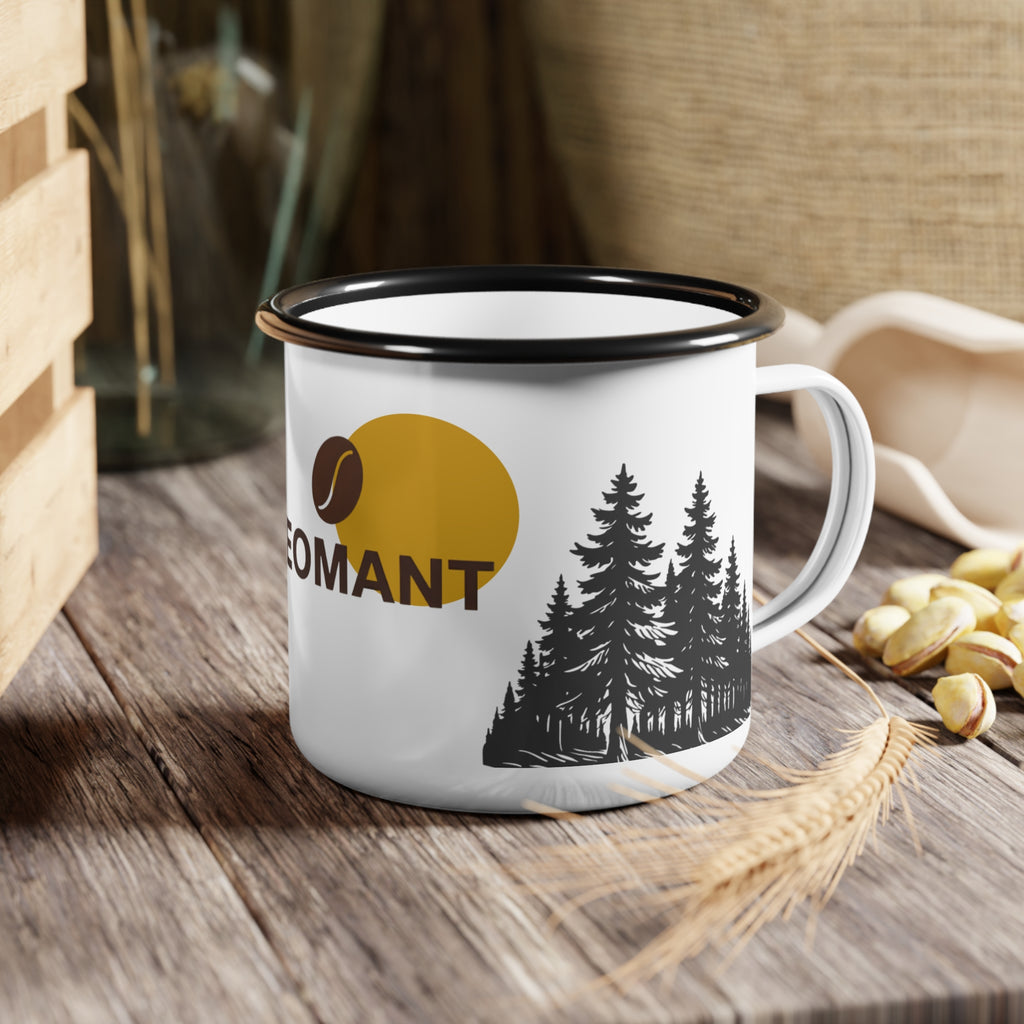 Enamel Camp Cup - Leomant Forest Coffee Mug | Retro Outdoor Camping Tin Cup