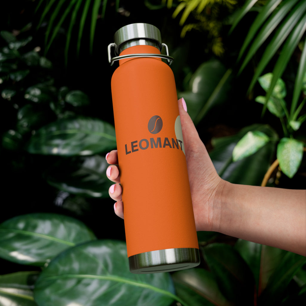 22oz Copper Vacuum Bottle — Insulated Orange Water Bottle with Forest Design