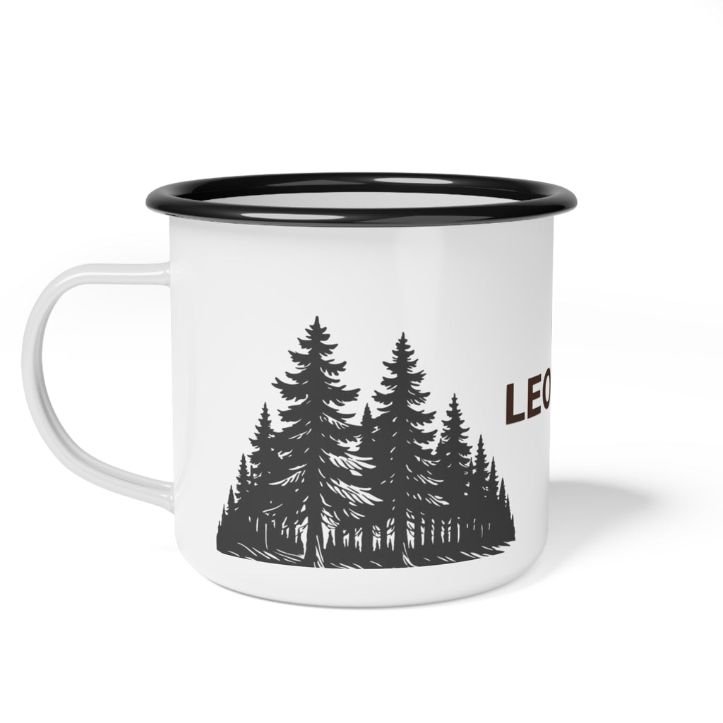 Enamel Camp Cup - Leomant Forest Coffee Mug | Retro Outdoor Camping Tin Cup