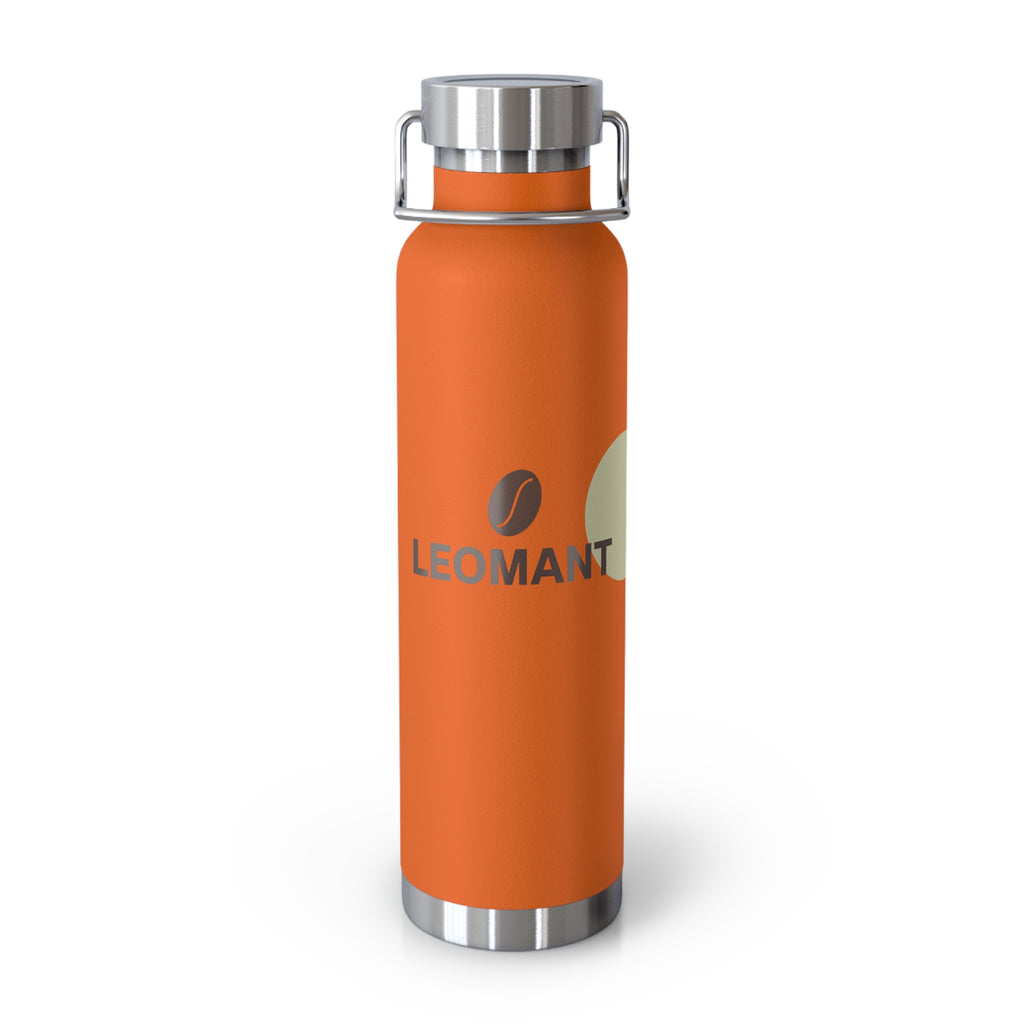 22oz Copper Vacuum Bottle — Insulated Orange Water Bottle with Forest Design