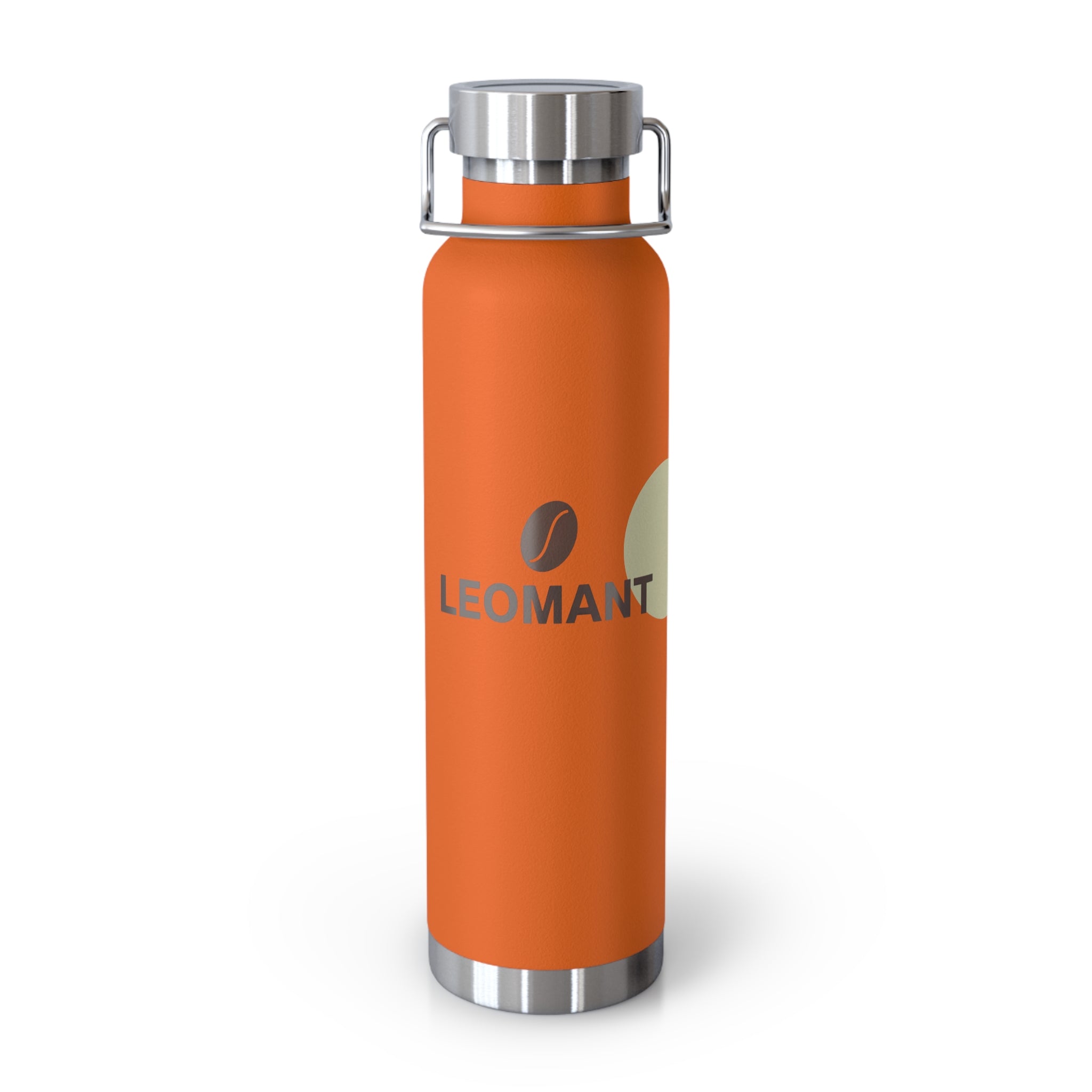 22oz Copper Vacuum Bottle — Insulated Orange Water Bottle with Forest Design