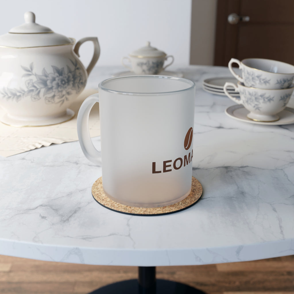 Frosted Glass Coffee Mug — LEOMANT Logo Drinkware