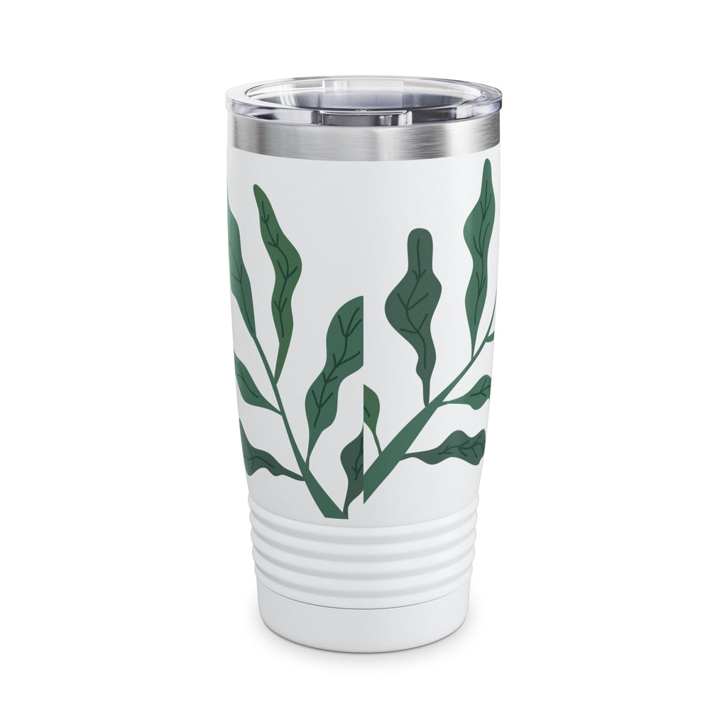 20oz Ringneck Tumbler — LEOMANT Coffee Logo with Green Botanical Design