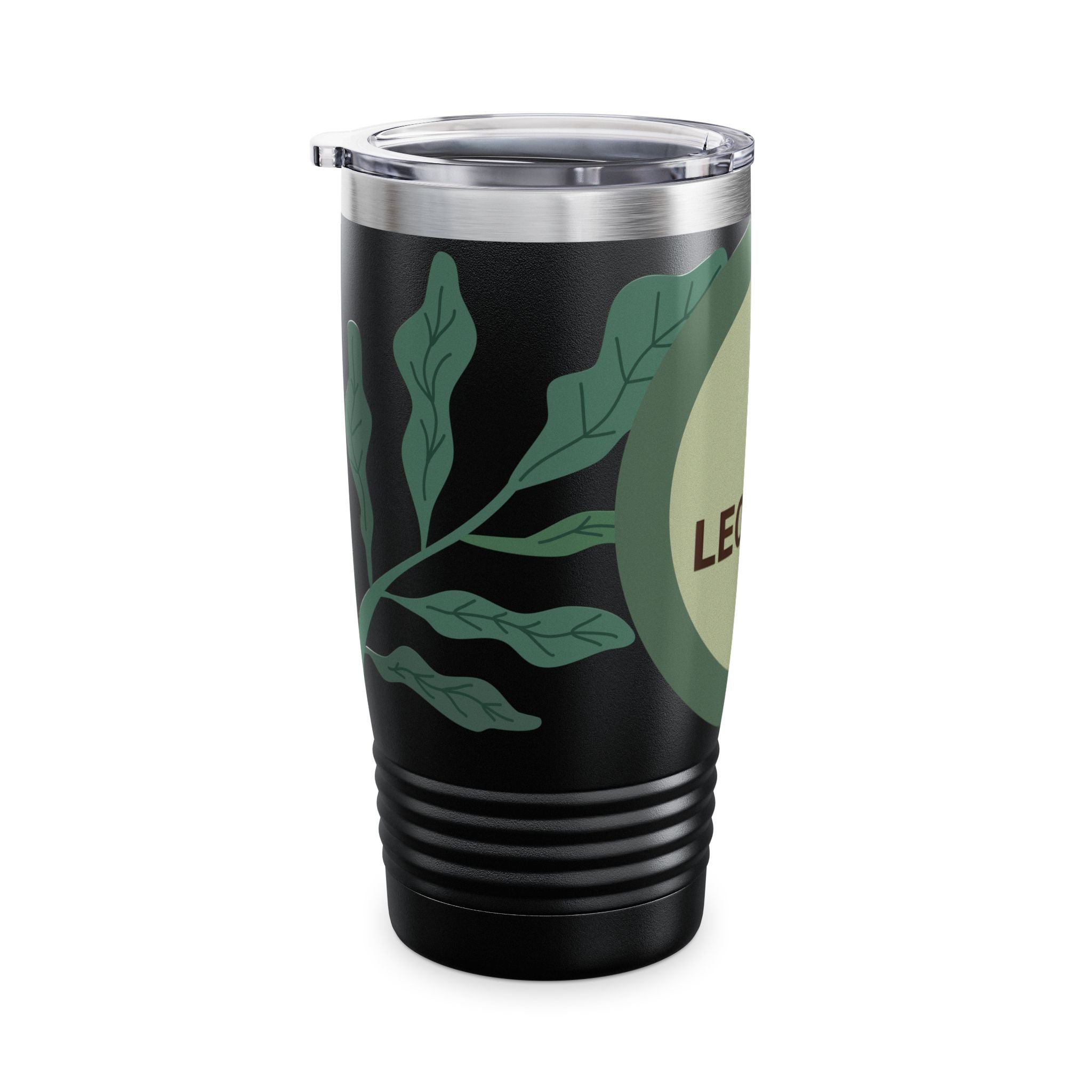 20oz Ringneck Tumbler — LEOMANT Coffee Logo with Green Botanical Design