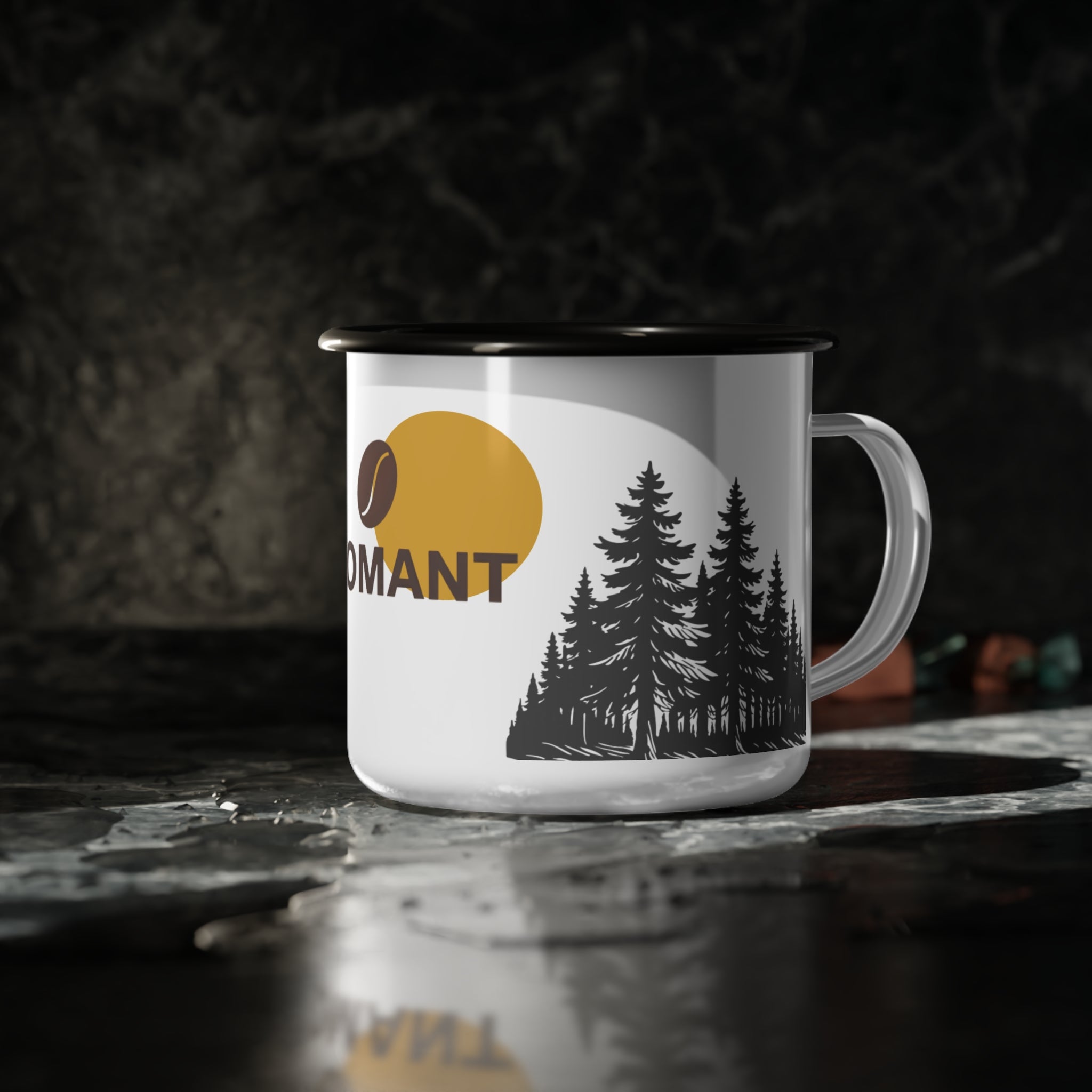 Enamel Camp Cup - Leomant Forest Coffee Mug | Retro Outdoor Camping Tin Cup