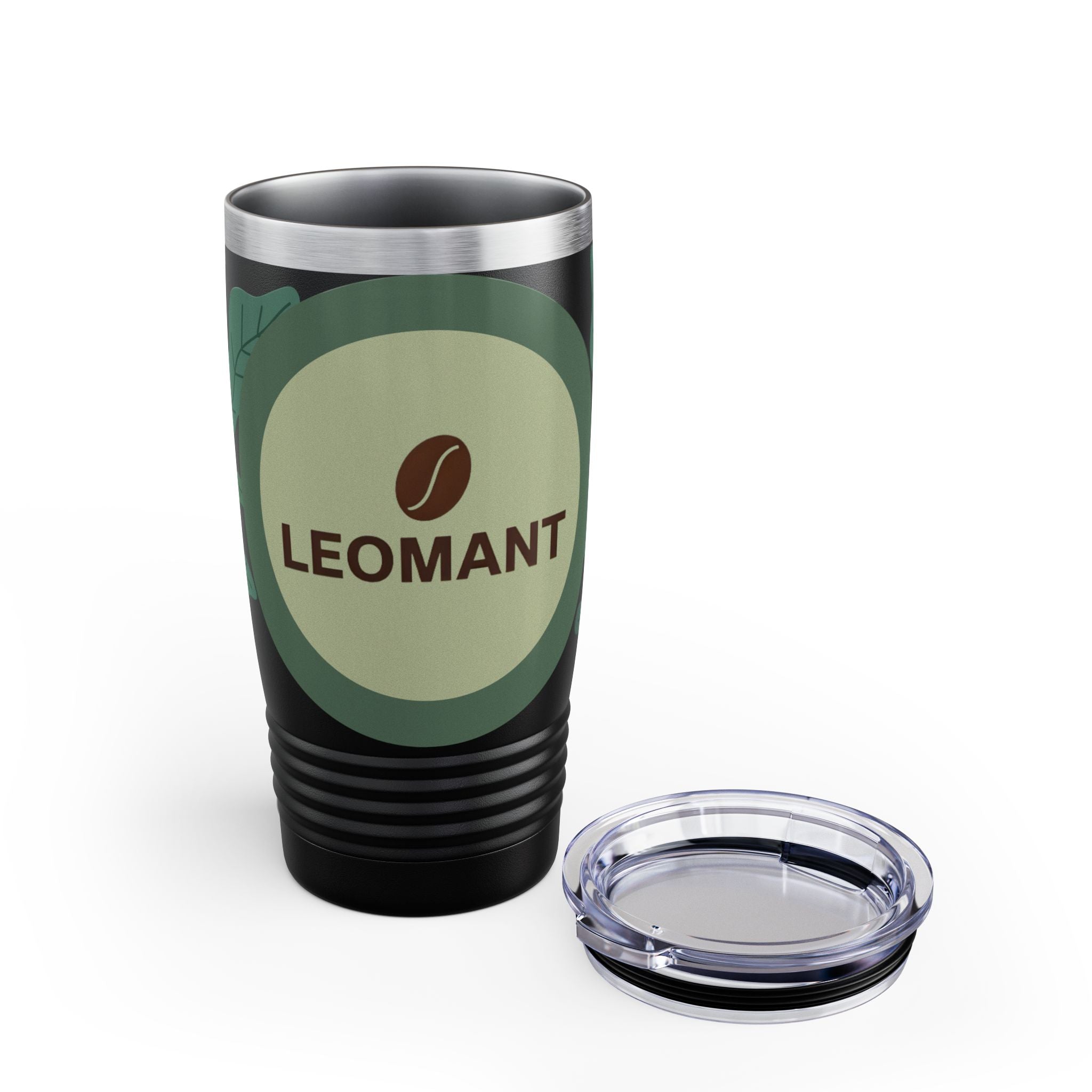 20oz Ringneck Tumbler — LEOMANT Coffee Logo with Green Botanical Design